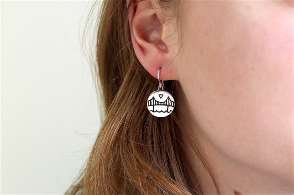 Gold Dipped Golden Gate Bridge Earrings - Local Love - San Francisco Bay Area Jewelry Gift