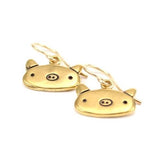 Gold Pig Charm Earrings