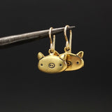 Gold Pig Charm Earrings