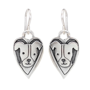 Sterling Silver Jack Russell Terrier Charm Earrings on 925 Ear Wires