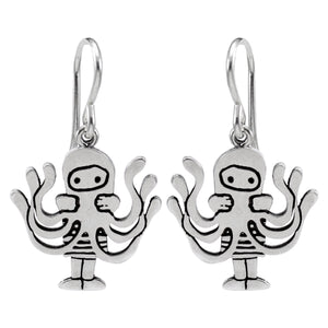 Sterling Silver Octopus Girl Earrings