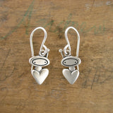 Sterling Silver Tiny Little Orbit Heart Earrings