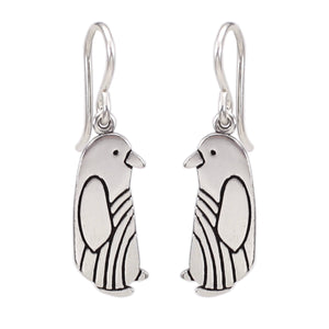 Sterling Silver Penguin Dangle Earrings - Penguin Charm Jewelry