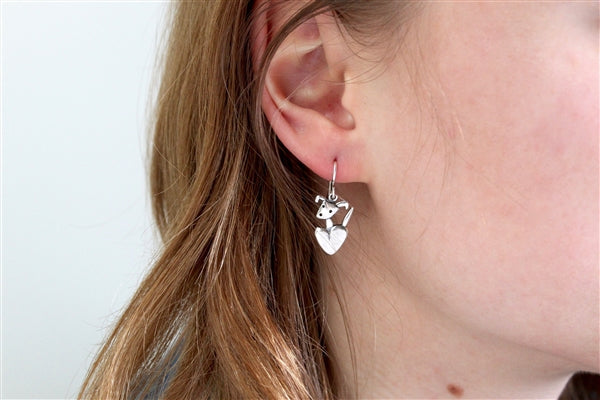 Sterling Silver Little Pocket Pup Earrings -Dog Jewelry