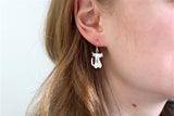 Sterling Silver Little Love Cat Earrings - Cat Jewelry