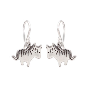 Sterling Silver Zebra Charm Earrings - Zebra Jewelry