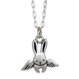 Sterling Silver Angel Bunny Charm Necklace - Angle Rabbit Pendant