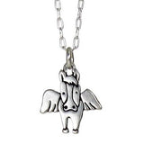 Sterling Silver Angel Horse Charm Necklace on Adjustable Sterling Chain