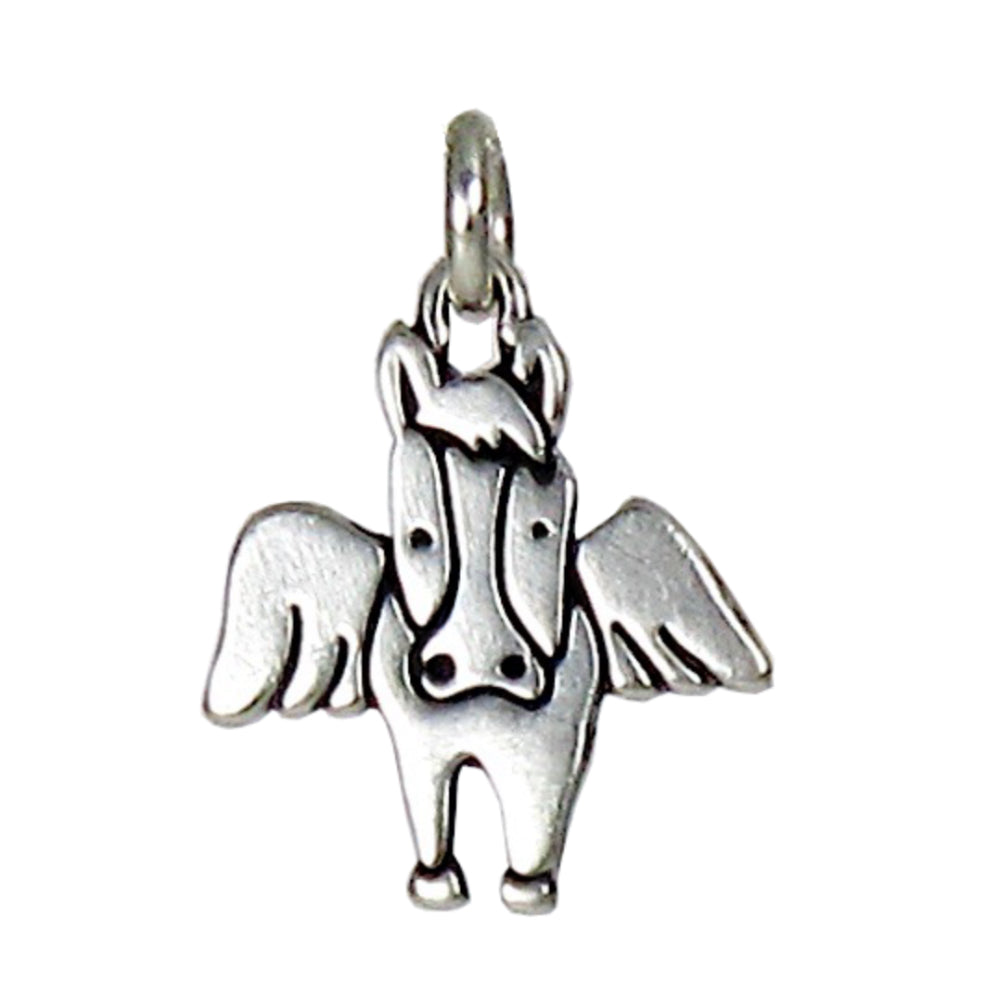 Sterling Silver Angel Horse Charm Necklace on Adjustable Chain