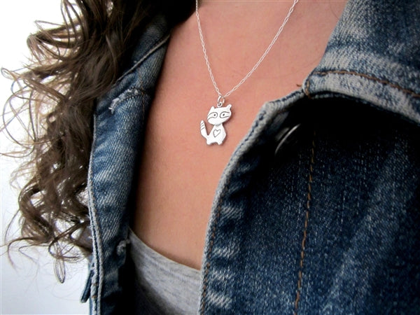 Sterling Silver Little Raccoon Necklace