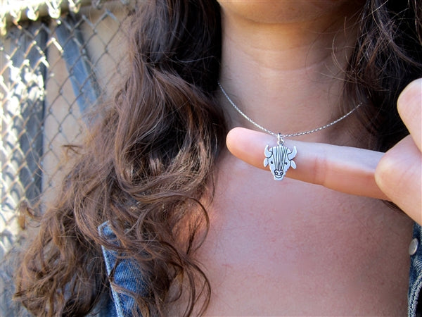 Sterling Silver Buffalo Charm Necklace on an Adjustable Chain