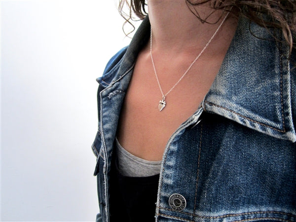 Sterling Silver Crown Heart Necklace - Modern Claddagh Necklace