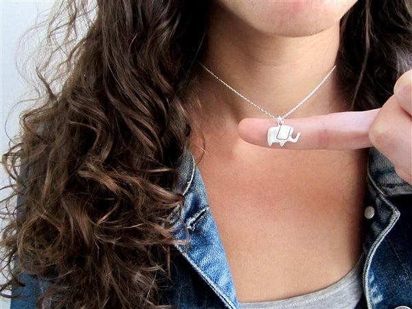 Sterling Silver Elephant Necklace on Adjustable Chain - Elephant Charm