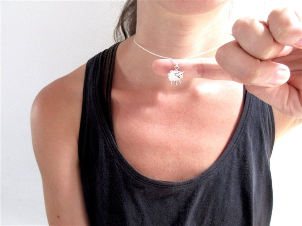 Sterling Silver Little Sheep Necklace - Lamb Jewelry