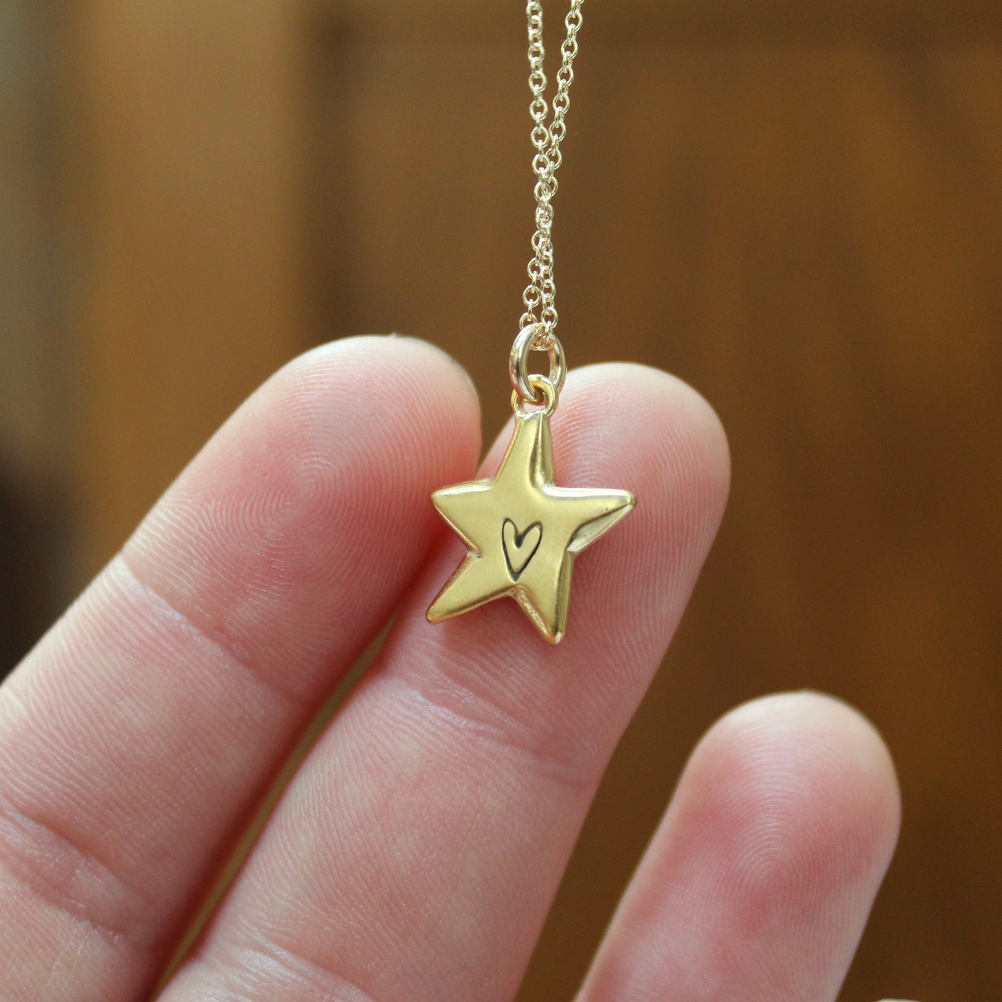 Tiny Gold Star Charm Necklace - Gold Dipped Sterling Silver Star Pendant on Gold Filled Chain