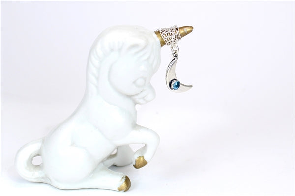 Blue Topaz Crescent Moon Necklace on Adjustable 925 Chain