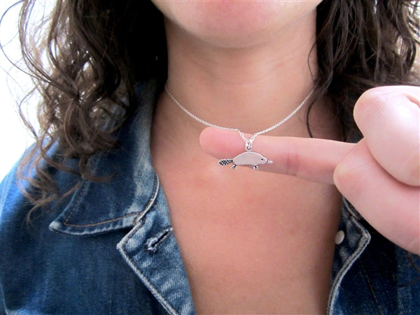 Sterling Silver Platypus Charm Necklace