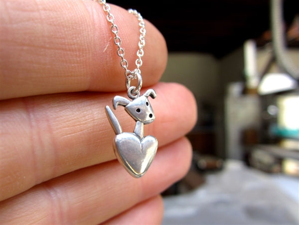 Sterling Silver Pocket Pup Dog Charm Necklace