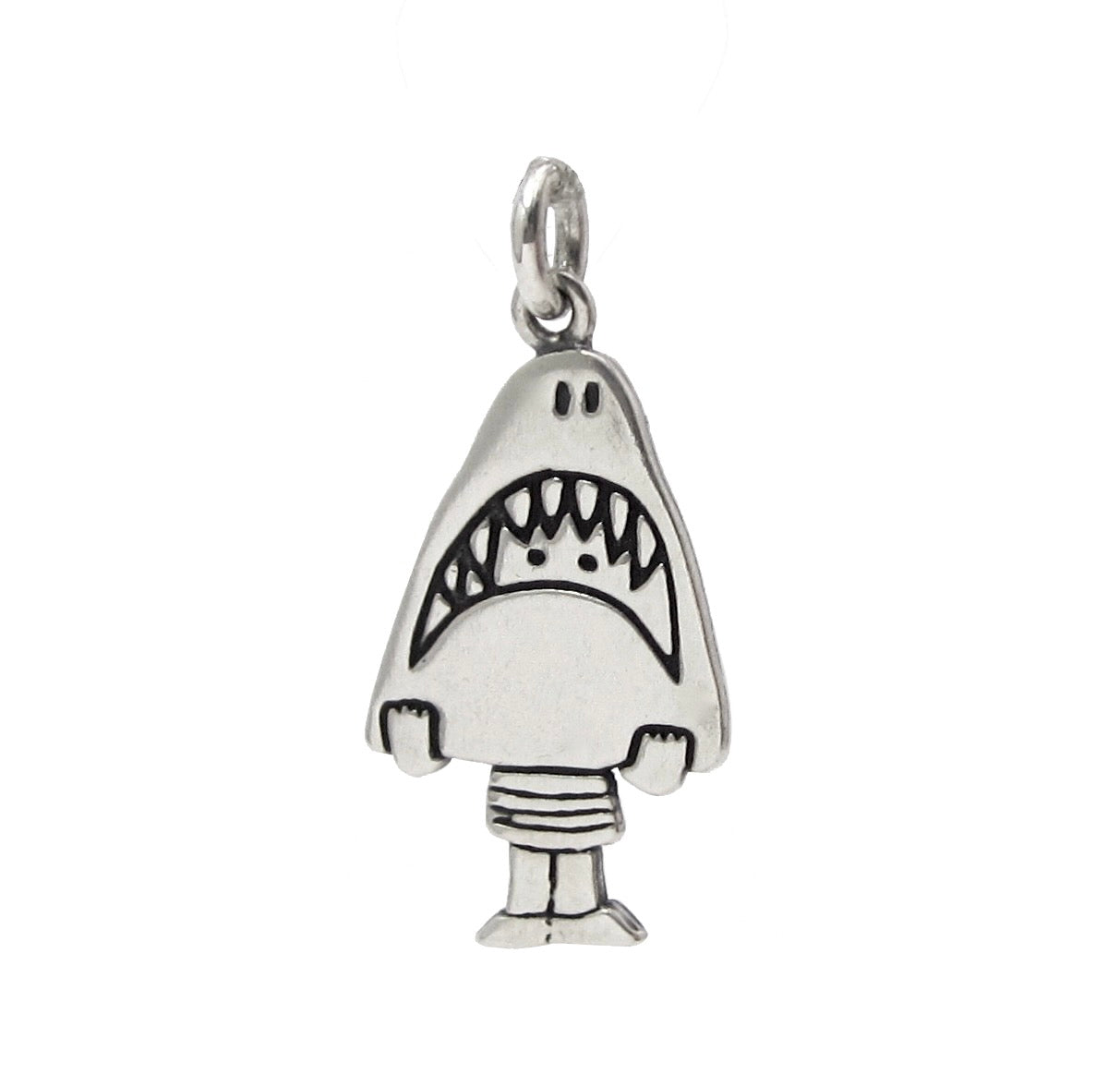 Sterling Silver Shark Necklace - Anthropomorphic Necklace