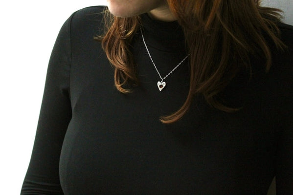 Sterling Silver and Rose Cut Garnet Heart Necklace