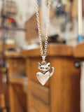 Tiny Sneaky Cat Charm Necklace - Small, Detailed and Adorable! Cat Jewelry