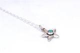 Opal Star Necklace - Sterling Silver and Opal Star Charm Pendant on Sterling Chain