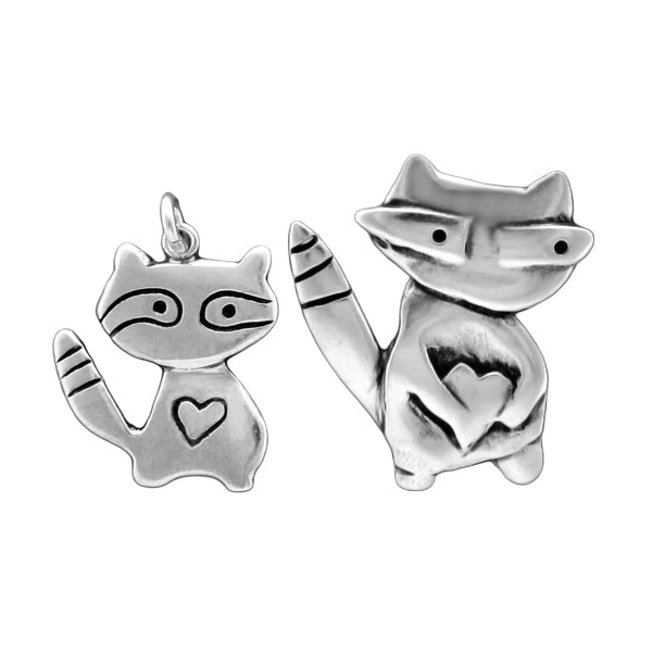 Sterling Silver Mother Daughter Raccoon Necklace Set