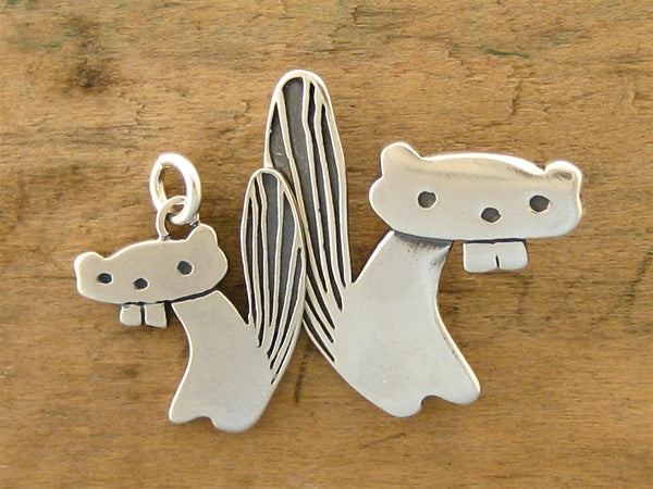 Sterling Silver Mother Daughter Beaver Necklaces