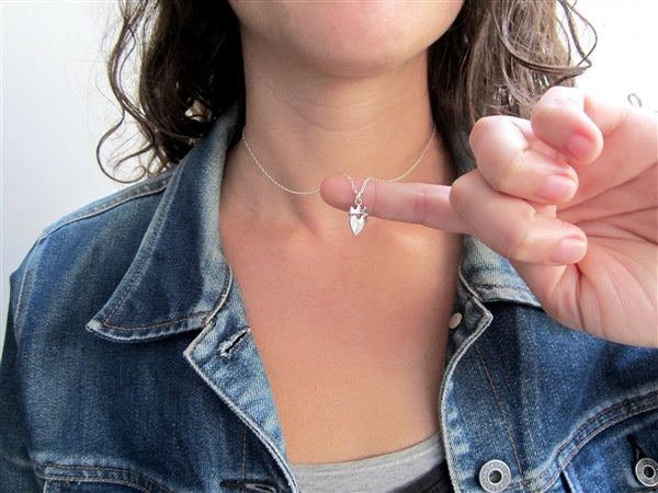 Sterling Silver Mother Daughter Crown Heart Necklaces