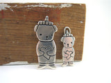 Sterling Silver Mother Daughter Honey Bear Necklaces