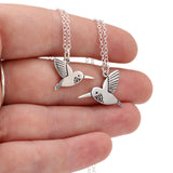 Sterling Silver Parent Child Hummingbird Charm Set on Adjustable Sterling Chain