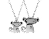 Sterling Silver Mother Daughter Monkey Necklaces