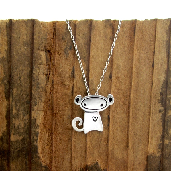 Sterling Silver Mother Daughter Monkey Necklaces