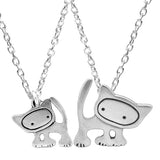 Sterling Silver Mother Daughter Punk Kitty Necklaces