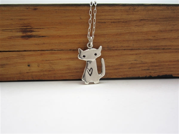 Sterling Silver Mother Daughter Love Cat Necklaces