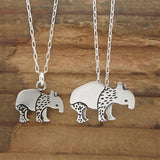 Sterling Silver Mother Daughter Tapir Necklaces