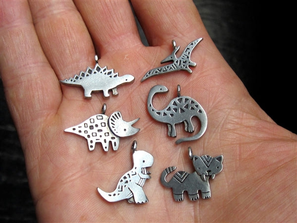 Tyrannosaurus Rex Pewter Dinosaur Necklace - T-rex Charm Pendant on Chain