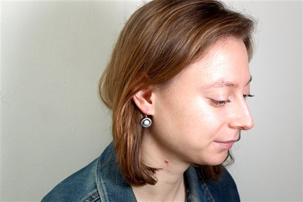 Round Sterling Silver and Pearl Earrings - Pearl Jewelry