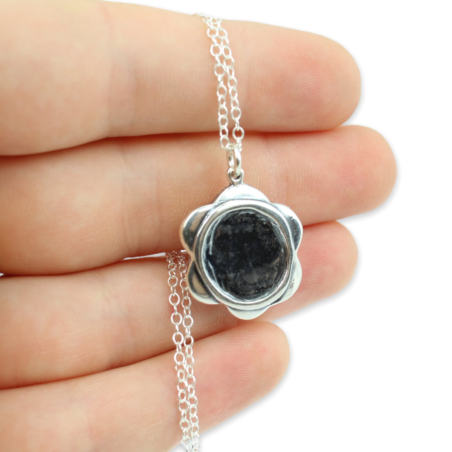 Sterling Silver and Carnelian Flower Pendant - Orange Gemstone Jewelry