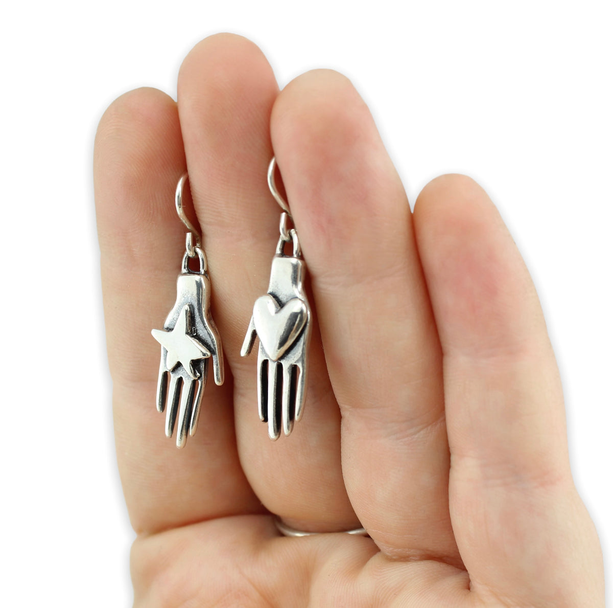 Silver shops Hand or Footprint Earrings