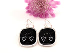 Connected Heart Earrings Vitreous Enamel and Sterling Silver
