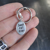 Sterling Silver Best Cat Ever Keychain
