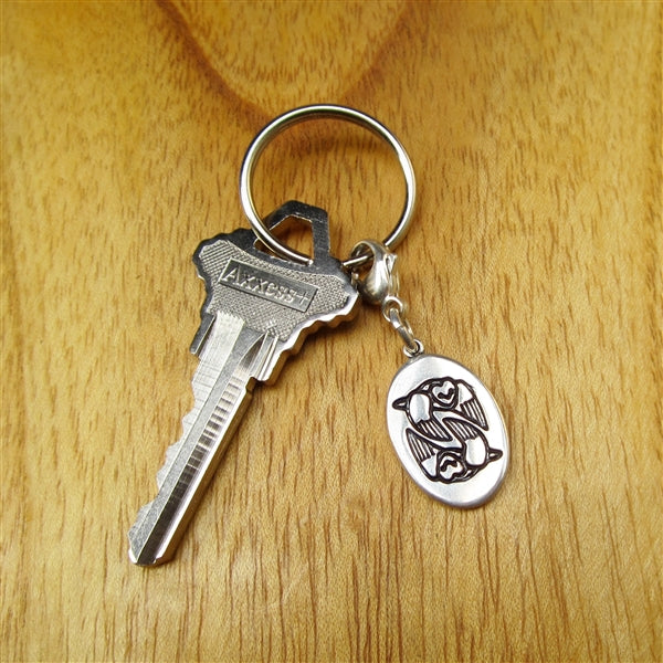 Sterling Silver Barn Owls Keychain