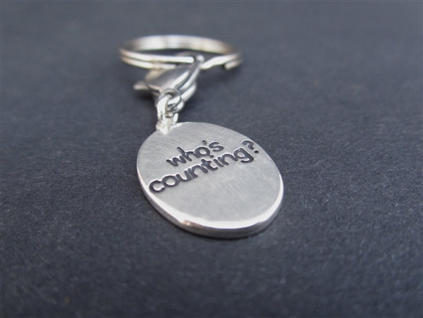 Sterling Silver Who's Counting Keychain Gift For Birthday or Anniversary