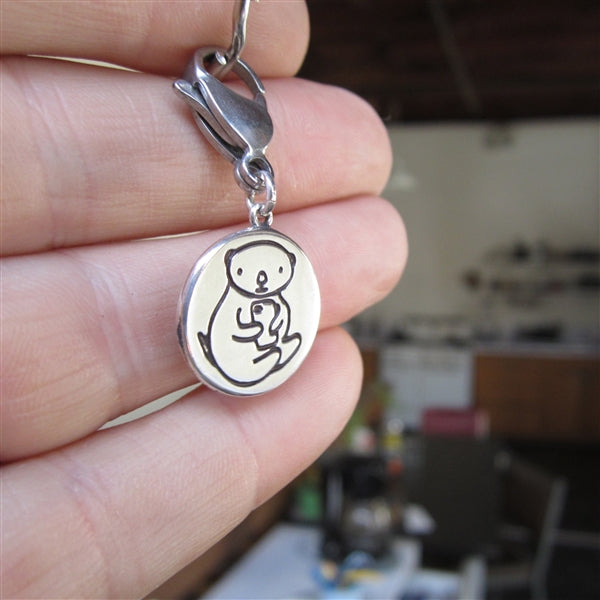 Sterling Silver Texting Otter Keychain