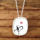 Star Dog Necklace - Sterling Silver and Enamel Dog Pendant - Dog Jewelry