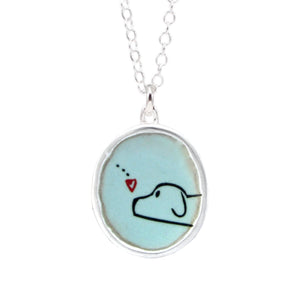 Love Dog Necklace on Robin's Egg Blue - Dog jewelry