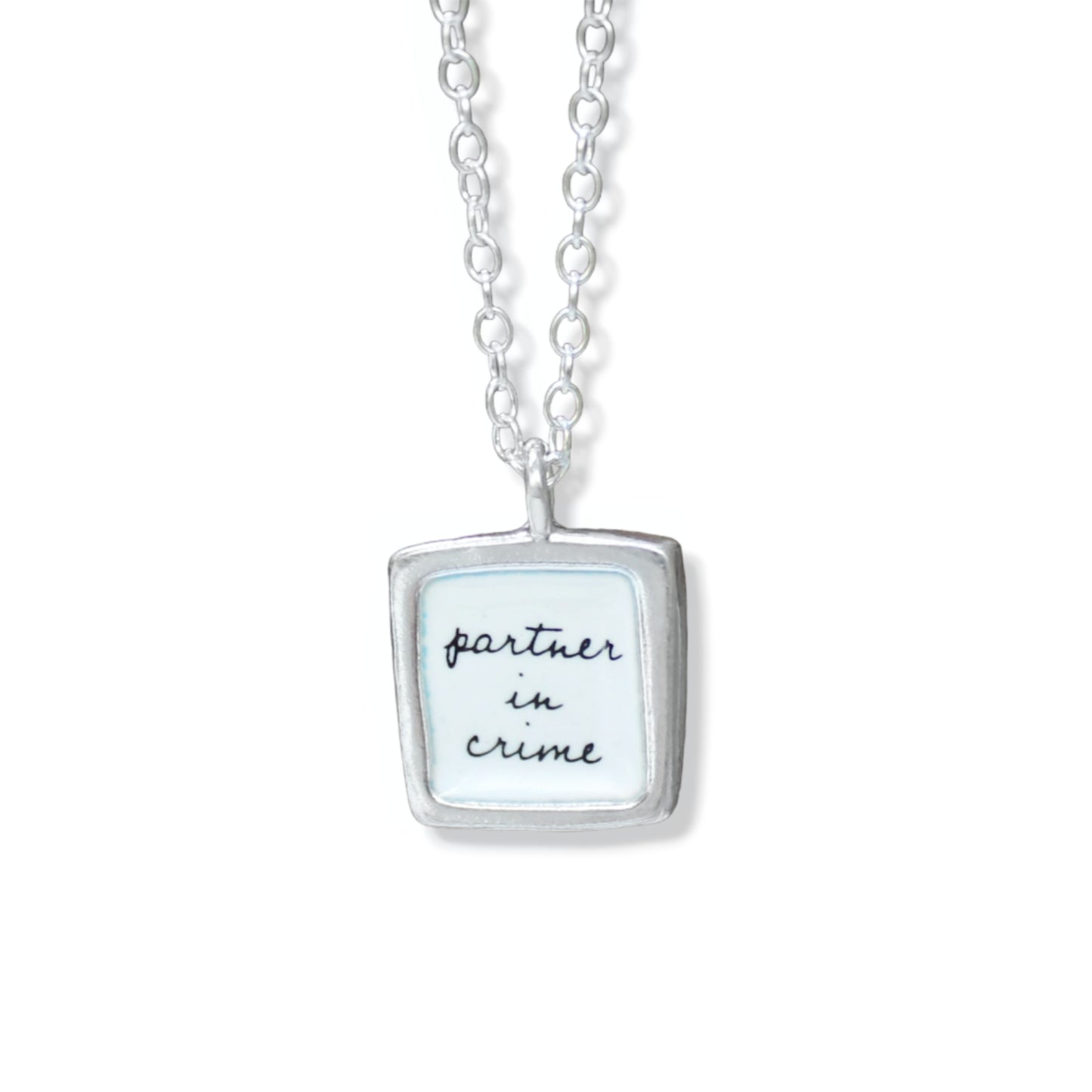 Reversible "Partner in Crime" Cat Necklace - Sterling Silver and Enamel Romantic Pendant - Best Friend Charm