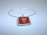 Sterling Silver and Enamel Love Cat and Stripe Heart Necklace