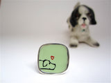 Sterling Silver and Enamel Square Pointer Dog Ring